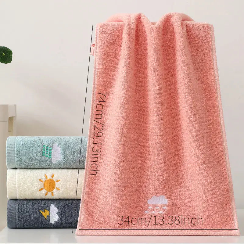 Kids Cotton Bath Towel 70x140cm with Embroidery Design