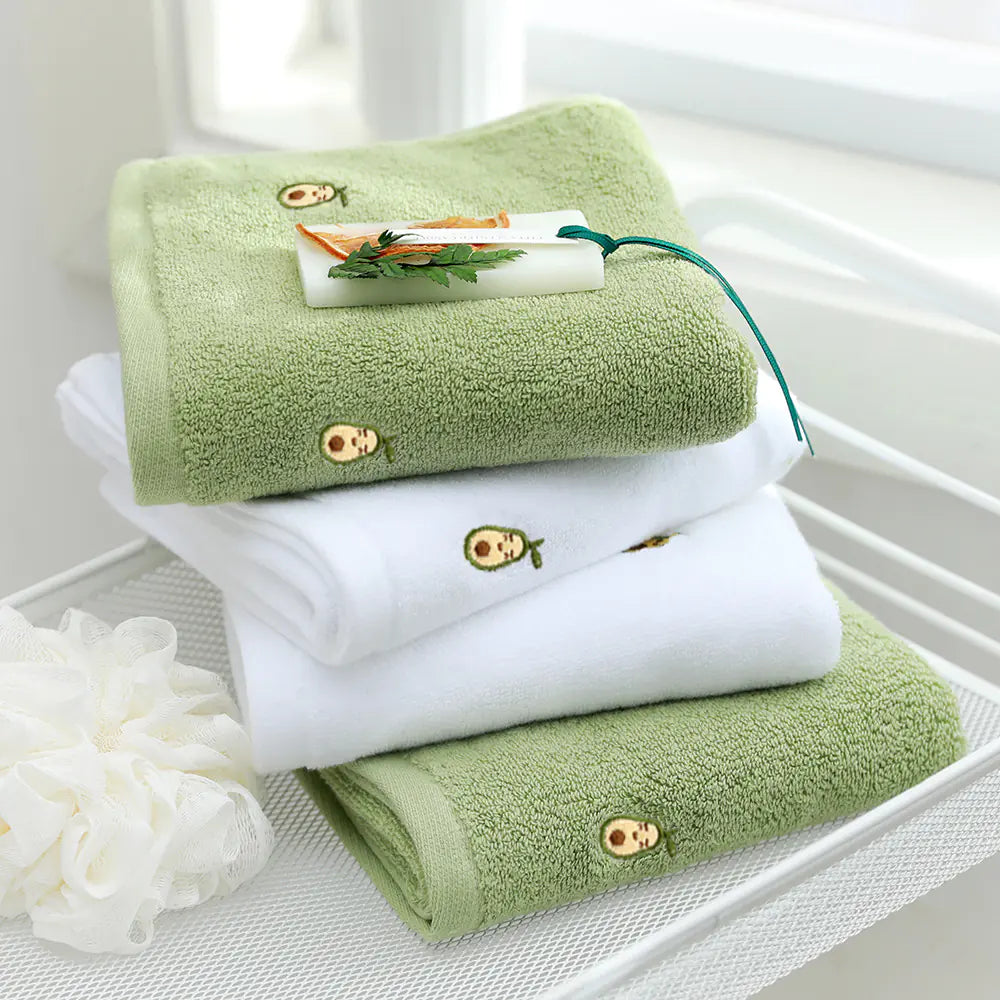 Embroidered Avocado Cotton Towel