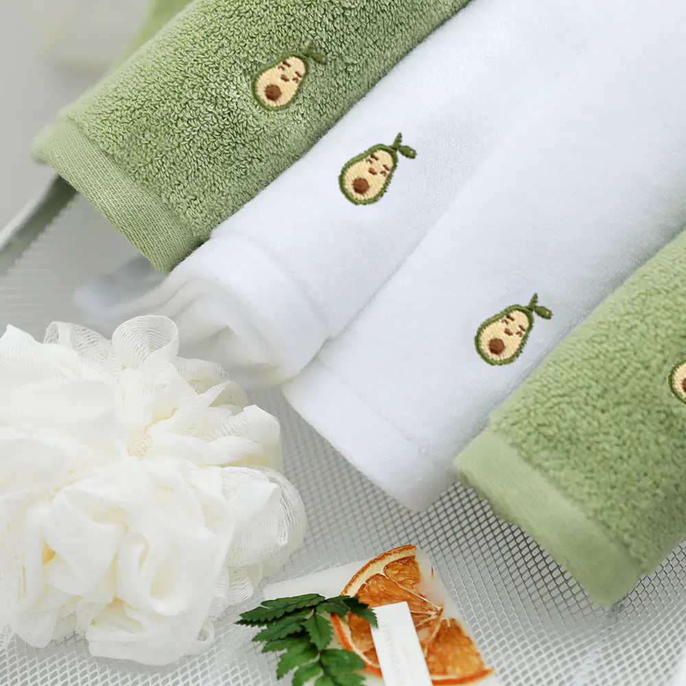 Embroidered Avocado Cotton Towel