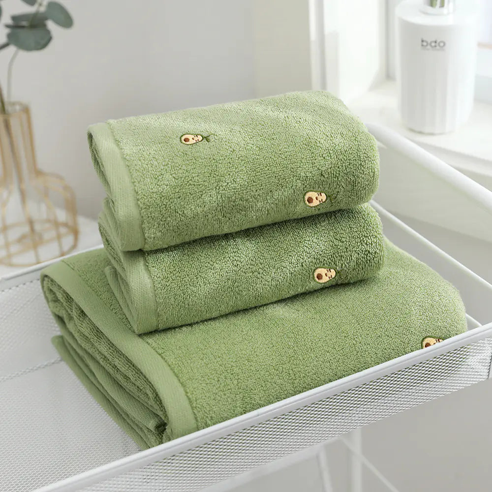 Embroidered Avocado Cotton Towel