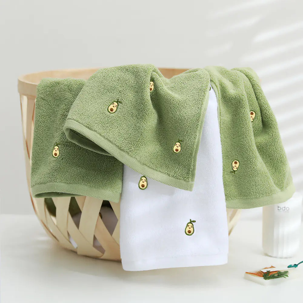 Embroidered Avocado Cotton Towel